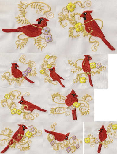 Cardinal Sweetness Embroidery Designs