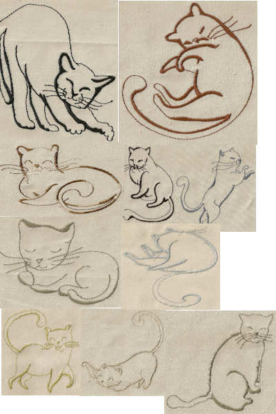 Cats 1 Outline, Linework, Redwork, Bluework, Embroidery Designs Cats 1 Outline, Linework, Redwork, Bluework, Embroidery Designs