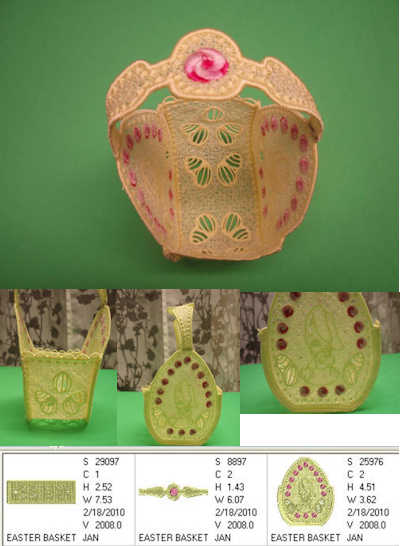 EB Easter Basket Free Standing Lace Embridery Project EB Easter Basket Free Standing Lace Embridery Project