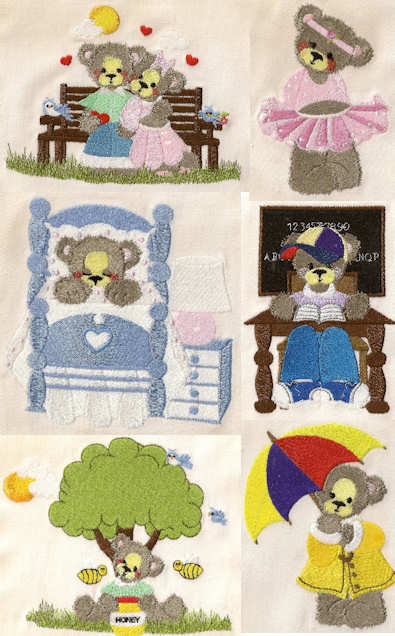 Honey Bears Embroidery Designs