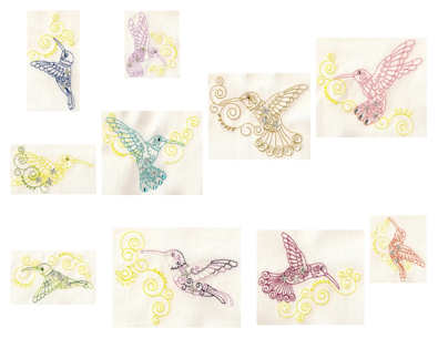 Hummingbird outline Embroidery Designs