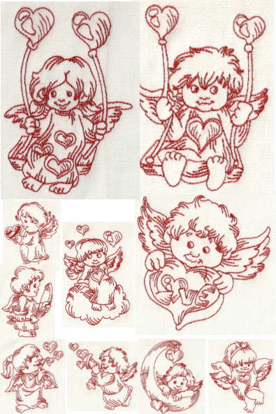 ILAR Love Angels Redwork ILAR Love Angels Redwork
