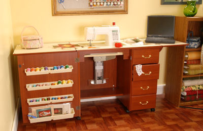 Arrow sewing machine cabinets and sewing furniture.