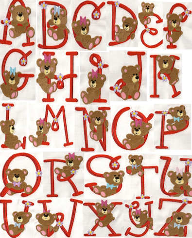 Bear Alphabet embroidery designs