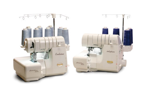 Baby Lock Evolution and Enlighten serger sewing machines.