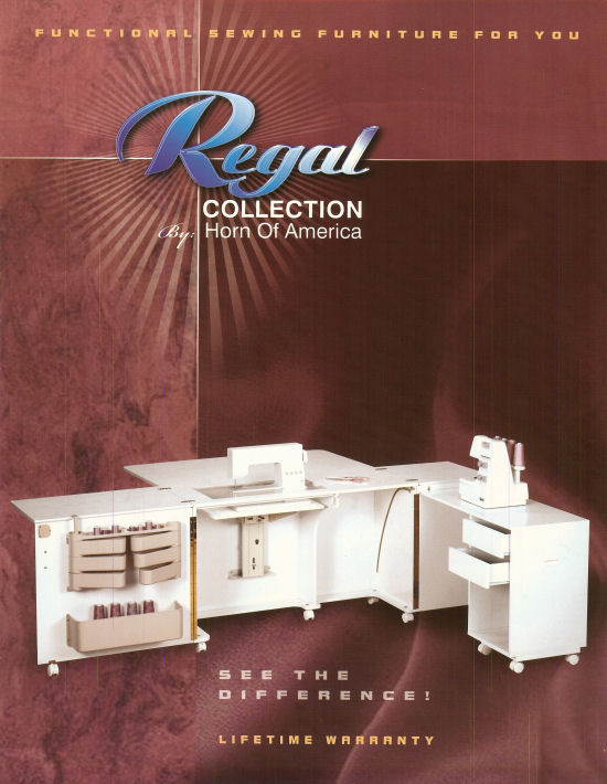 Regal sewing machine cabinets and sewing furniture.