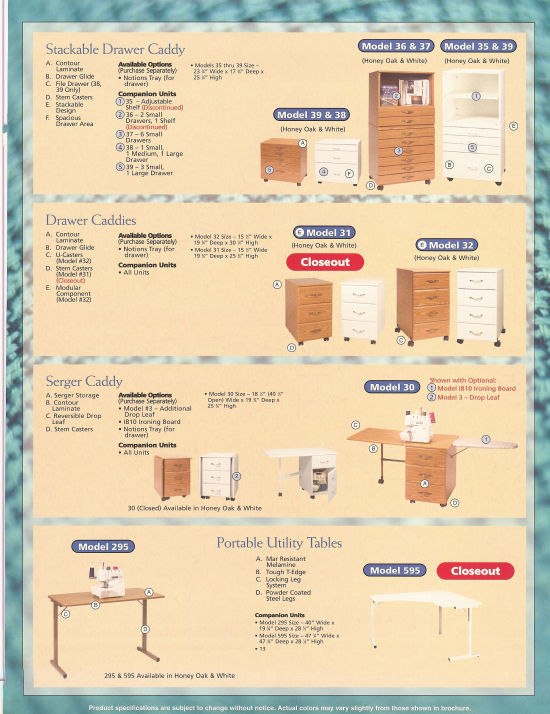 Sewing Machine cabinets and sewing furniture by Roberts