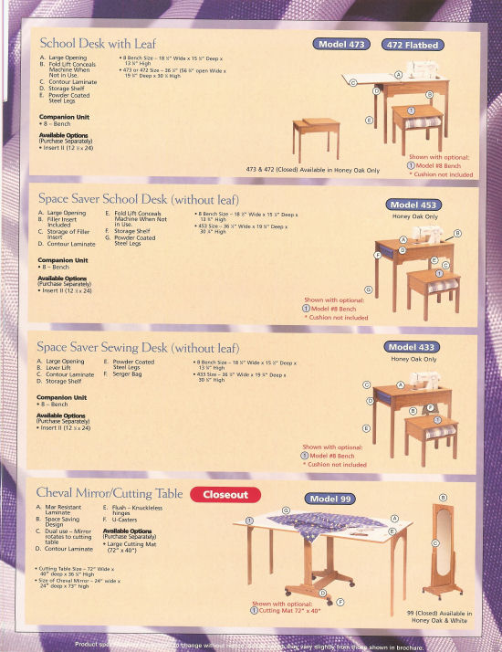 Roberts sewing machine cabinets and sewing furniture.