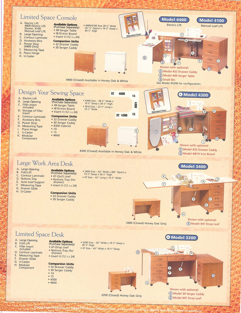 Roberts sewing furniture and sewing machine cabinets.