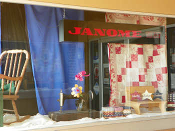 Temple Sew And Quilt Store window display pic